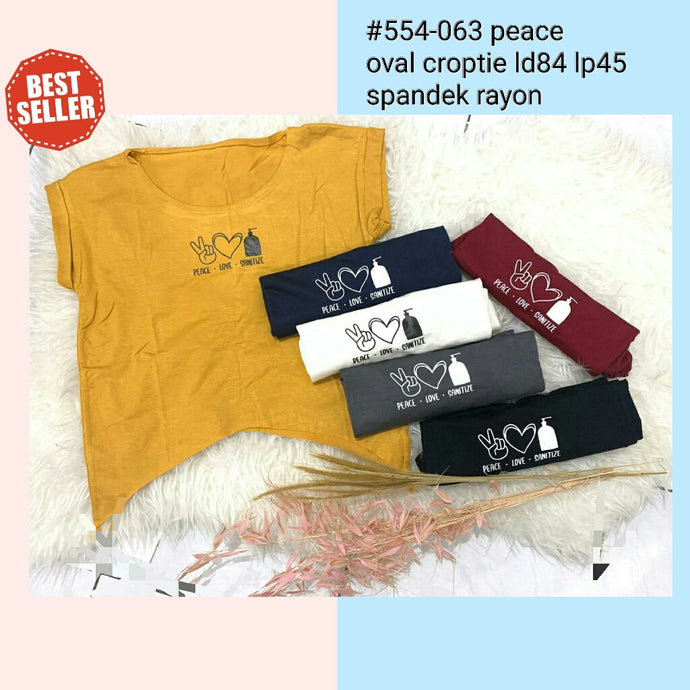 554-063 peace oval crop tee